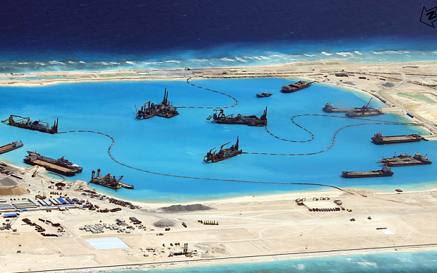 Construction at Kagitingan Reef in the disputed Spratley Islands