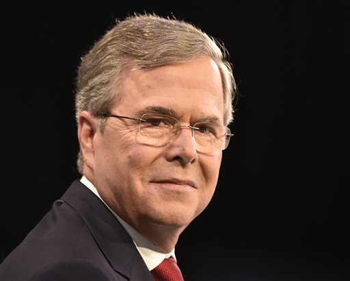 Republican presidential candidate former Florida Gov. Jeb Bush speaks with reporters after participating in the presidential debate at the North Charleston Coliseum in North Charleston S.C. With two weeks to