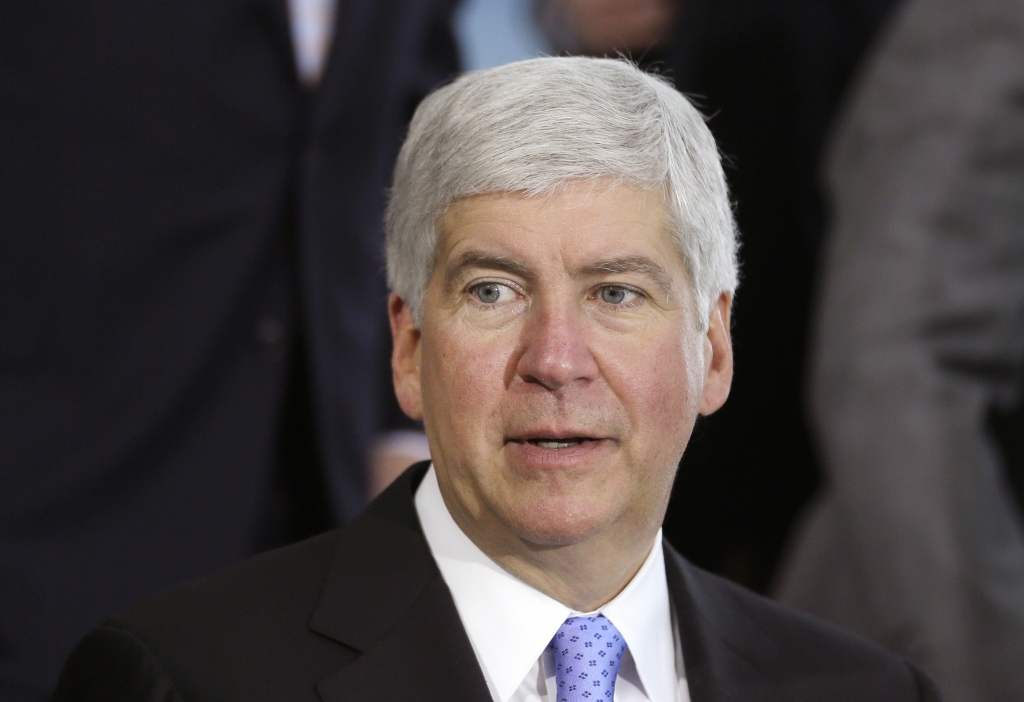 Michigan Gov. Rick Snyder speaks in Detroit. The governor's top legislative priorities in 2016 include restructuring Detroits school system updating energy laws and enacting parole and other criminal justice