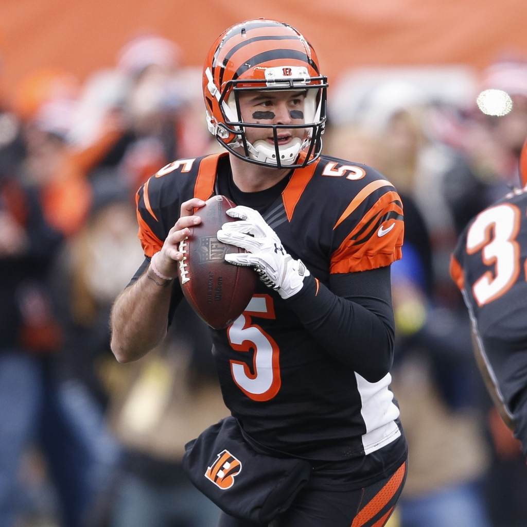 Ravens Bengals Football Bengals quarterback AJ Mc Carron looks to pass in the first half against the Baltimore Ravens Sunday Jan. 3 2016 in Cincinnati