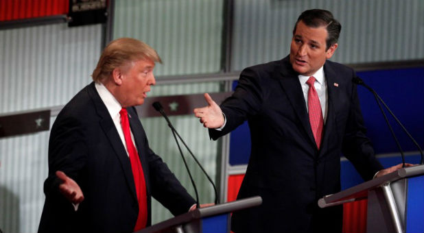 Donald Trump and Ted Cruz in a recent debate