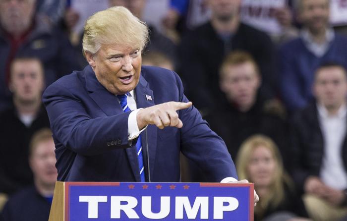 Lowell MA- 1/4/2016- U.S. Republican Presidential Candidate Donald Trump speaks during a campaign rally to start at the UMass Tsongas Center in Lowell MA