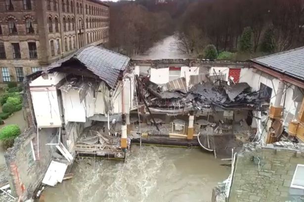 Dramatic The remains of the Waterside pub following the collapse