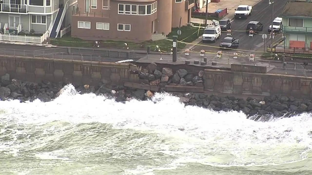 Januarys El Nino fueled storms have forced the city of Pacifica Calif. to declare a state of emergency as the pounding waves erodes the citys sea wall