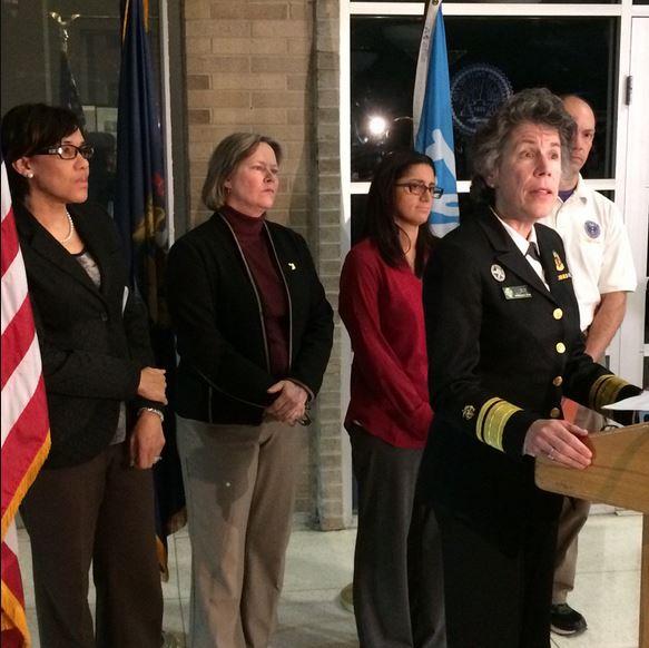 Dr. Nicole Lurie makes an announcement about lead testing results in Flint. She is leading the federal response in Flint for the Department of Health and Human Services