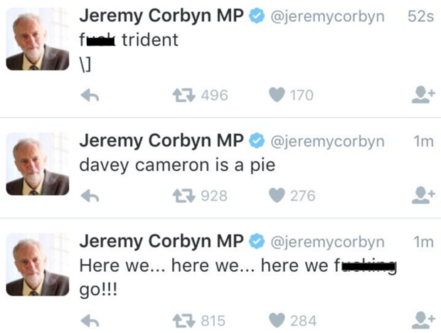 Twitter account for UK Labour Party Leader Jeremy Corbyn apparently hacked, vulgar tweets ensue