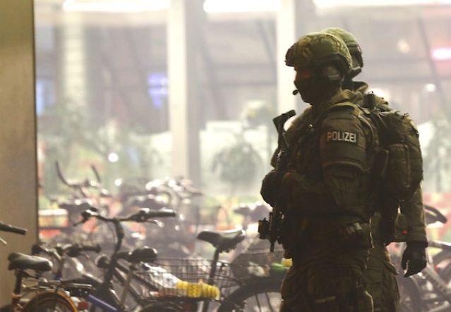 German police secure the main train station in Munich