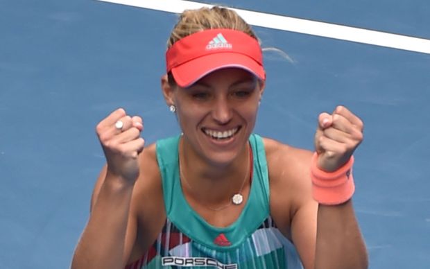 Germany's Angelique Kerber celebrates her win against Belarus's Victoria Azarenka at the 2016 Australian Open