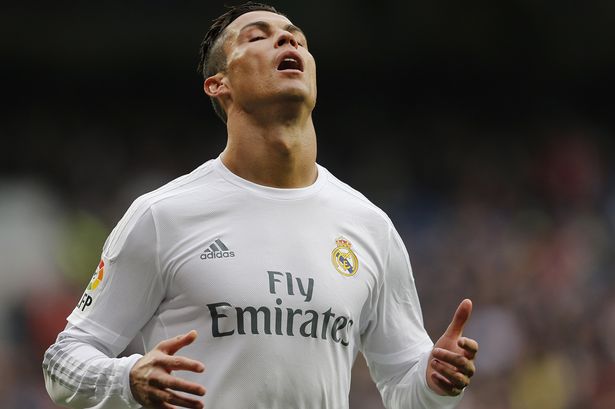 Cristiano Ronaldo of Real Madrid after he misses a penalty