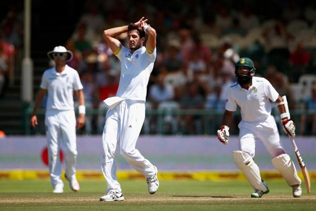 Steven Finn of Englnd reacts during day three of the 2nd Test at Newlands Stadium on Monday in Cape Town South Africa