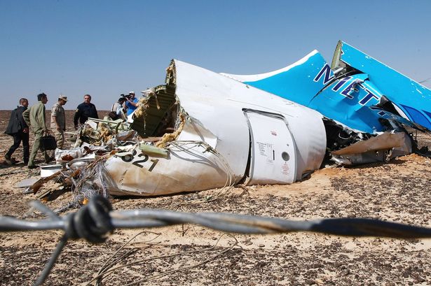 The crash site of a A321 Russian airliner in Wadi al-Zolomat Sinai Peninsula Egypt