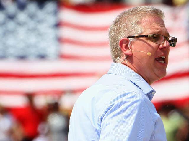 FOX News personality Glenn Beck speaks during the'Restoring Honor rally in front of the Lincoln Memorial at the National Mall