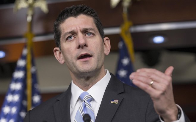 House Speaker Paul Ryan talks to reporters on Capitol Hill in Washington