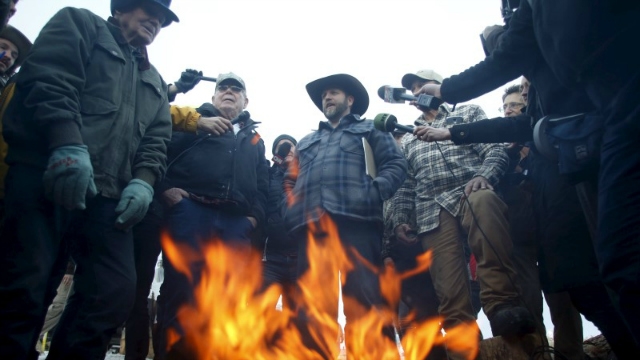 Ammon Bundy meets with supporters and the media at Malheur National Wildlife Refuge near Burns Oregon