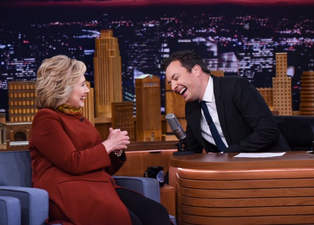 Hillary Clinton and Jimmy Fallon on'The Tonight Show Starring Jimmy Fallon on Jan. 14 2016.                  Douglas Gorenstein  NBC