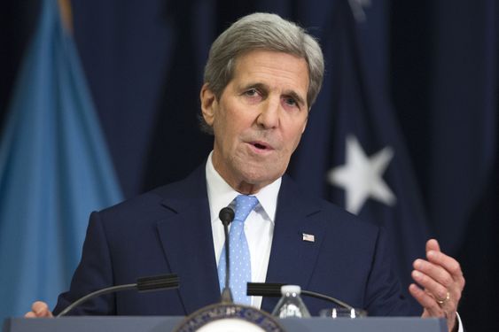 John Kerry gestures while giving a foreign policy speech Wednesday Jan. 13 2016 at National Defense University in Washington. Kerry predicted Iran could comply with last summer's nuclear deal'within the next coming days