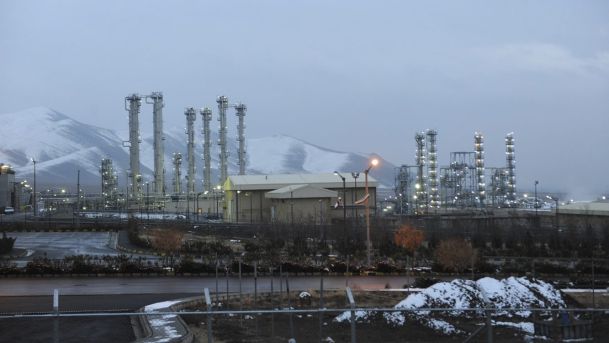 Iran's heavy water nuclear facility is backdropped by mountains near the central city of Arak