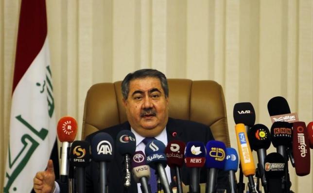 Iraq's Finance Minister Hoshiyar Zebari speaks during a news conference in Baghdad