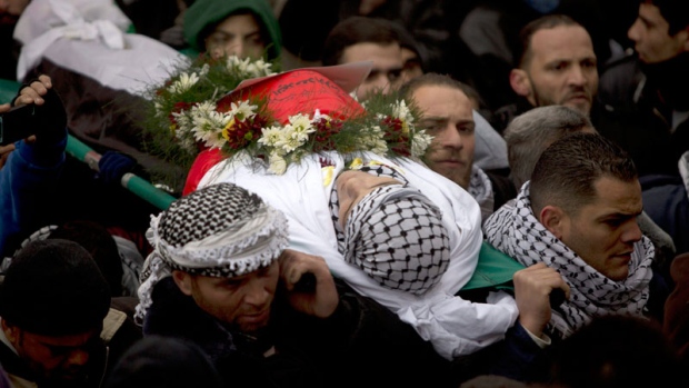 Palestinian mourners at funeral