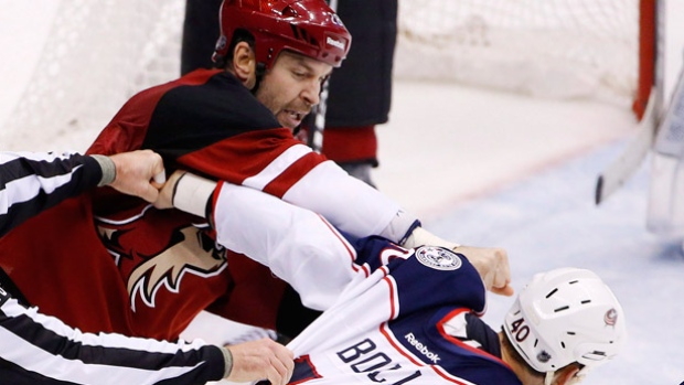 John Scott left is a veteran enforcer with five career NHL goals