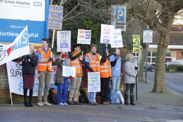 Doctors strike outside Worthing Hospital