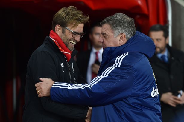 Jurgen Klopp and Sam Allardyce before the Barclays Premier League match between Sunderland and Liverpool