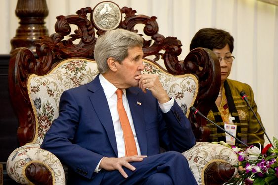 State John Kerry meets with Lao Prime Minister Thongsing Thammavong at the Prime Minister's Office in Vientiane Laos Monday Jan. 25 2016. Kerry is in Laos on the third leg of his latest round-the-world diplomatic mission whi