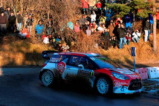 Kris Meeke and Paul Nagle of Ireland compete in their Abu Dhabi Total WRT Citroen DS3 WRC during the Shakedown of the WRC Monte Carlo