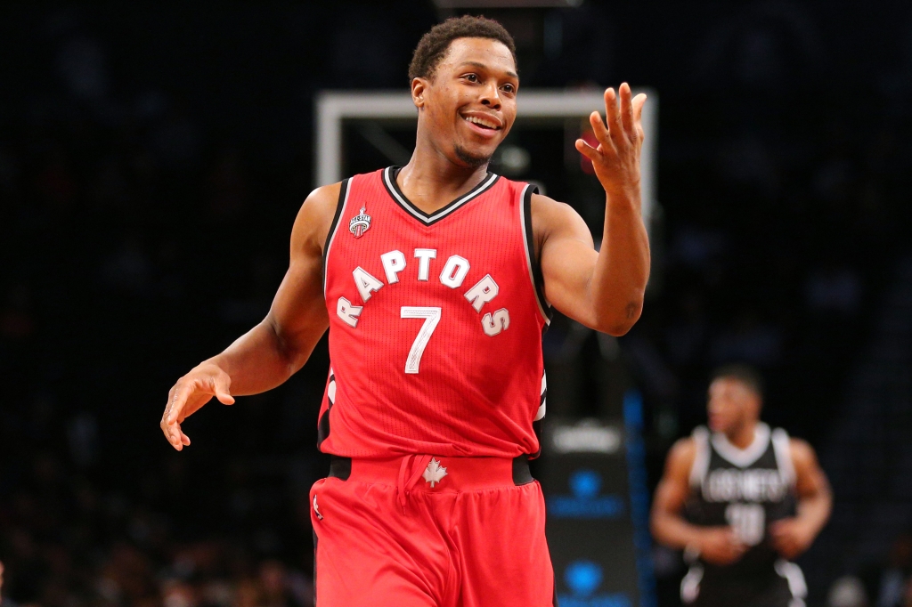 Jan 6 2016 Brooklyn NY USA Toronto Raptors point guard Kyle Lowry reacts against the Brooklyn Nets during the fourth quarter at Barclays Center. The Raptors defeated the Nets 91-74. Mandatory Credit Brad Penner-USA TODAY Sports