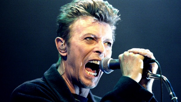 David Bowie performs during a concert in Vienna Austria in 1996