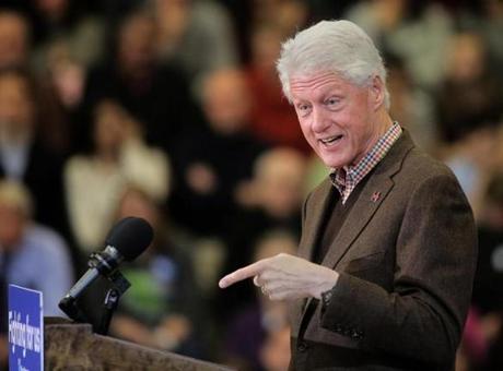 President Bill Clinton campaigned for his wife Hillary Clinton in Nashua N.H. on Monday