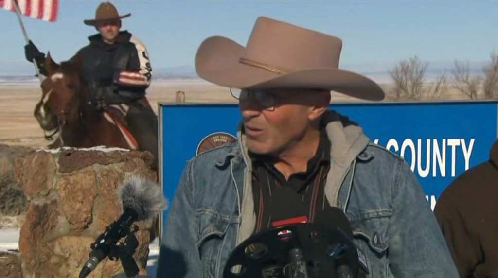 Lavoy Finicum addresses the media Friday outside the Malheur National Wildlife Refuge