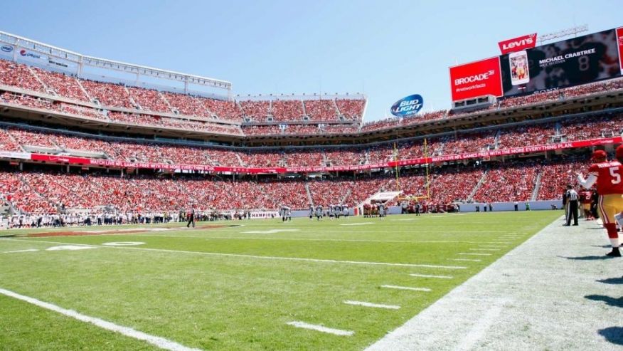 SANTA CLARA CA- AUGUST 17 A full house watches the first football game at Levi Stadium between the San Francisco 49ers and the Denver Broncos