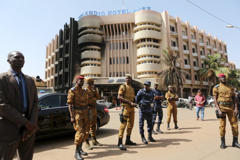 Security has been boosted outside the Splendid Hotel in Ouagadougou