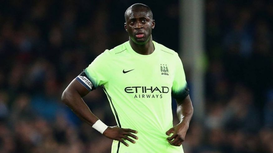 LIVERPOOL ENGLAND- JANUARY 06 Yaya Toure of Manchester City looks dejected after the goal scored by Romelu Lukaku of Everton during the Capital One Cup Semi Final First Leg match between Everton and Manchester City at Goodison Park