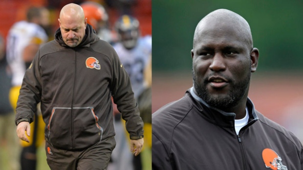 The Cleveland Browns fired head coach Mike Pettine left and general manager Ray Farmer following the team's season-ending loss to the Pittsburgh Steelers on Sunday