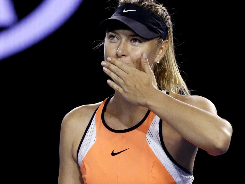 Maria Sharapova celebrates after beating Aliaksandra Sasnovich in the second round of the Australian Open