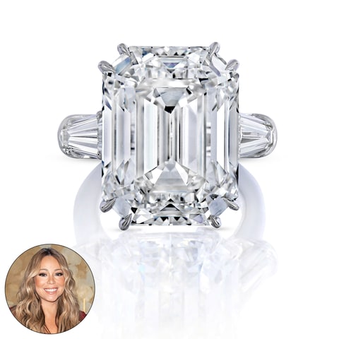 Mariah Carey's Jan. 21 engagement to James Packer came complete with a 35-carat diamond ring.     Courtesy of Wilfredo Rosado Inset D Dipasupil  Getty