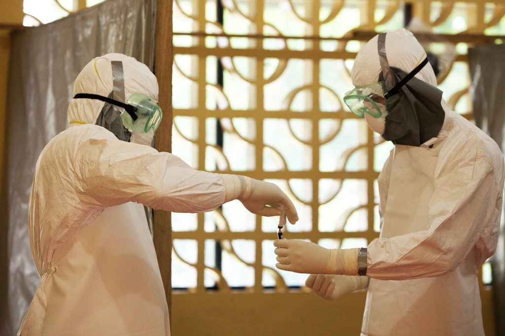 Members of Samaritan's Purse work amidst the ongoing Ebola outbreak in Liberia