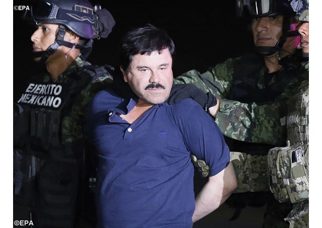 Mexican drug lord Joaquin 'El Chapo&#39 Guzman was arrested by authorities in Los Mochis Sinaloa after escaping from prison in July- EPA