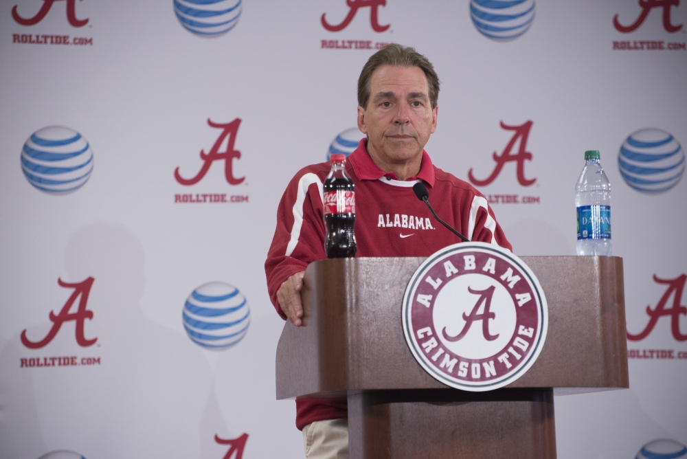 Nick Saban answered questions about the upcoming SEC Championship game against the Florida Gators in Atlanta GA. CW | Hanna Curlette