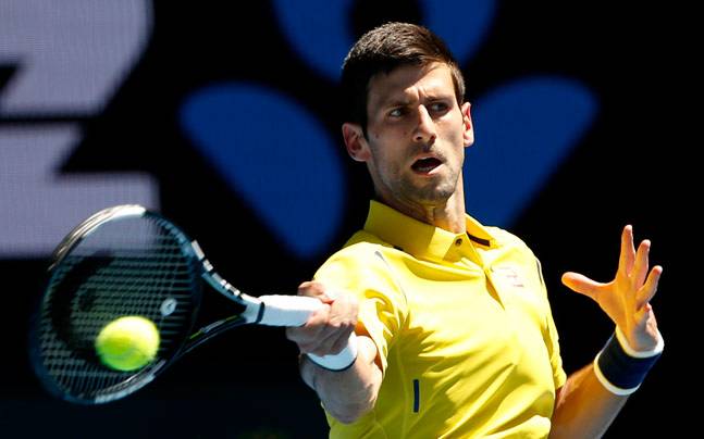 Novak Djokovic in action during his first round match