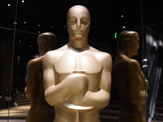 Oscar statuettes on display at the Samuel Goldwyn Theater in Beverly Hills California