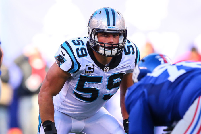 20 DEC 2015 Carolina Panthers middle linebacker Luke Kuechly during the second quarter of the game between the New York Giants and the Carolina Panthers played at Met Life Stadium in East Rutherford,NJ