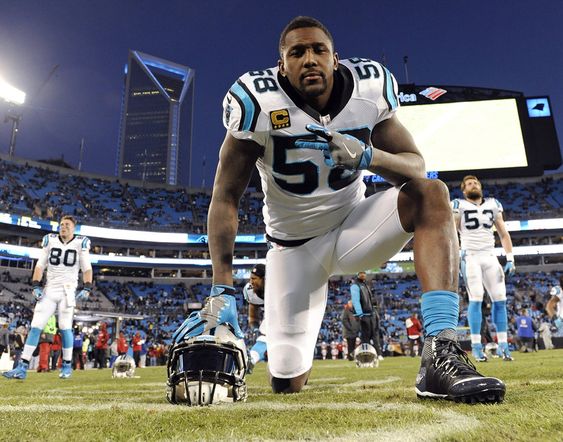 Davis warms up before the NFL football NFC Championship game against the Arizona Cardinals Sunday Jan. 24 2016 in Charlotte N.C