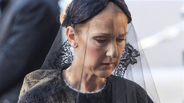 Celine Dion arrives for the funeral for her late husband Rene Angelil at Notre Dame Basilica Friday