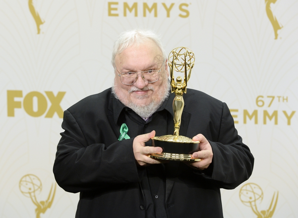 LOS ANGELES CA- SEPTEMBER 20 Writer George R. R. Martin winner of Outstanding Drama Series for'Game of Thrones, poses in the press room at the 67th Annual Primetime Emmy Awards at Microsoft Theater