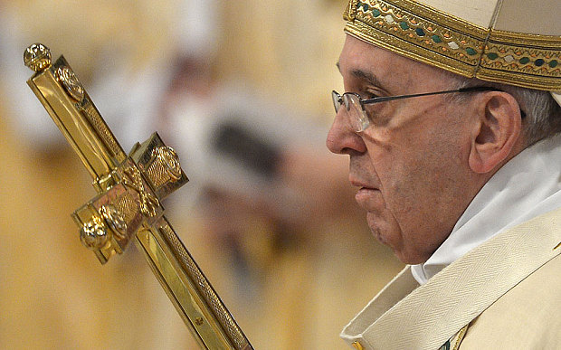 Pope Francis leads the Epiphany mass in St. Peter's Basilica 2015 at the Vatican