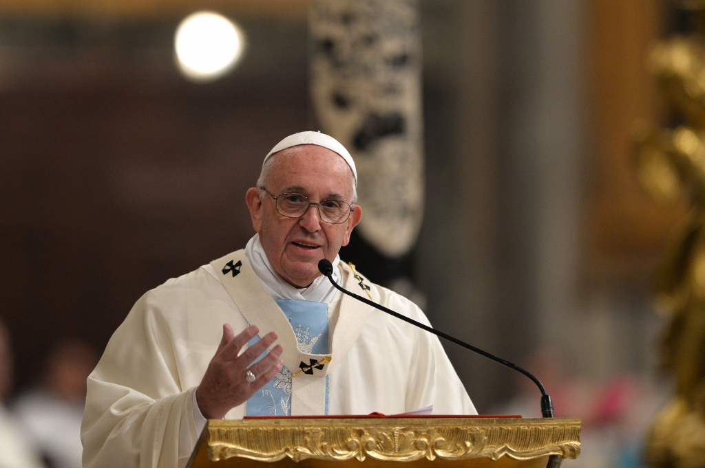 Pope Francis leads a mass at St Mary Major basilica where he opened a'Holy Door as part of the Jubilee Year of Mercy