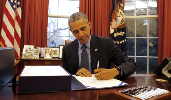 President Barack Obama in signing of document